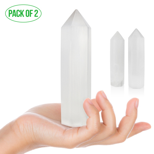 Set of 2-5.75" Selenite Tower Crystal Point